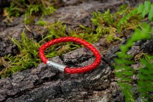 Energiearmband aus Leder (Rot)